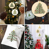 BEUNITONE 4PCS Christmas Tree Embroidery Kit Merry Christmas Stamped Snowflake Pine Tree Needlepoint Kit DIY Adult Beginner Stamped Cross Stitch Kit with Patterns and Instructions