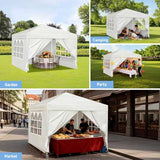 10X10FT White Pop Up Canopy Party Tent, Outdoor Commercial Instant Gazebo with 4 Removable Sidewalls for Events, Wedding, Backyard, Patio, Easy Set Up Sun Shade with Carrying Bag Usnipoya