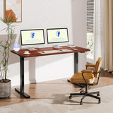 FLEXISPOT Standing Desk 55 x 28 Inches Electric Stand Up Desk Workstation, Whole-Piece Desk Board Home Office Computer Height Adjustable Desk (Black Frame + 55" Mahogany Top 2 Packages) FLEXISPOT