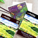 100 Sheets of Practice Watercolor Paper (9" x 12") - 190 GSM, Acid-Free and Cold Pressed.. Perfect for Painting, Sketching or Drawing. Wet, Dry and Mixed Media. Bulk Pack Ashby