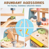 ROBUD Mini Wooden Play Tool Workbench Set for Kids Toddlers - Construction Toys Gift for 18 Months 2 3 4 5 Years Old Boys Girls ROBUD