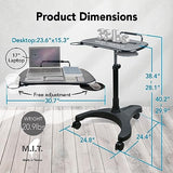 EHO Mobile Laptop Desk Cart with Wheels, Height Adjustable Standing Desk with Pneumatic Lift, Rolling Workstation with Mouse Tray and Cup Holder, Portable Table for Home Office or Classroom EHO