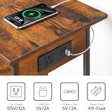 HOOBRO Record Player Stand with Charging Station and LED, Turntable Stand with Storage, 3 Tier End Table Hold Up to 100 Albums, Record Table for Vinyl, Living Room, Rustic Brown and Black BF06UDRS01 HOOBRO