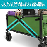 Collapsible Foldable Wagon, Beach Cart Large Capacity, Heavy Duty Folding Wagon Portable, for Outdoor Sports, Shopping, Camping, Green SAILARY