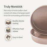 HAPPIELS Non Toxic Nonstick 9 inch Round Cake Pans Set of 2 | Quality Non Stick 9 inches Layer Circle Cake Pan 2 inches Deep | Best 9in Baking Pan PFOA, BPA free Nontoxic | 9inch 9inches Cake Pans Set HAPPIELS