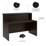 Bush Business Furniture Arrive 60W x 30D Reception Desk with Shelf in Mocha Cherry, Modern Receptionist Station for Office Waiting Room Bush Furniture