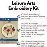 LEISURE ARTS Embroidery Kit 4" Blush Rose (French) - Embroidery Kit for Beginners and Adults, Cross Stitch Kits with Patterns, DIY Starter Set for Seasonal Craft Projects