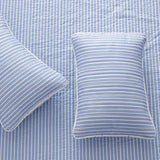 Great Bay Home 3-Piece King Reversible Lightweight Quilt Comforter with 2 Shams | All-Season, Modern, Striped Bedspreads | Blue Striped Coverlet Sets | Marcie Quilts Collection Great Bay Home