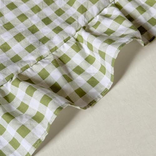 NSNLGSGC Sage Green Ruffle Gingham Comforter Set Queen, Pre-Washed Ruffled Plaid Checked Comforter Bedding, 3 Pieces Vintage Farmhouse Grid Bedding Set(Green Gingham, Queen) NSNLGSGC
