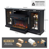 Unineo 59 Inch LED TV Stand with 3-Side Glass Fireplace, Modern Media Entertainment Center Console Table for TVs up to 65 Inch with Adjustable Flame & LED Color, 24’’ Fireplace, Highboy, Black Unineo