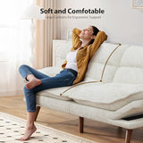 Pipishell Futon Sofa Bed, Convertible Futon Adjustable Backrest & Armrests, Corduroy Sleeper Couch for Small Spaces, Living Room, Office, Guest Room (Pearl White, 66 Inch) Pipishell