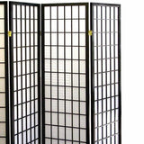 70" Tall Japanese Style Room Divider, 4-Panel Wood Folding Screen for Privacy and Space Definition, Black Generic
