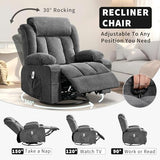 GarveeLife Rocking Recliner Chair for Nursery Glider Recliner with Cup Holder Swivel Rocker with Upholstered Deep Seat Comfy Single Sofa for Living Room Grey