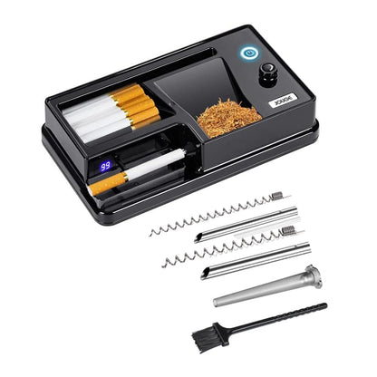 Electric Cigarette Rolling Machine Cigarette Injector Machine with Automatic Counter Tobacco Roller Maker 3 in 1 for Size of Tubes King/Regular/Slim 100s Cigarette and Pre Roll Cones (Black)