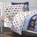 dream FACTORY Trucks Tractors Cars Boys 5-Piece Bedding Kids Construction Comforter Sheet Set, Twin Blue Red Multi dream FACTORY