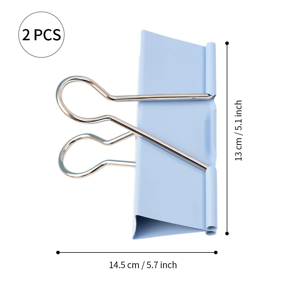 PYD Life Binder Clips Extra Large for Sublimation Mugs Printing 5.1 Inch Length,1.3 Inch Capacity Blue Metal Big Paper Clamps for Shrink Wrap Film Sublimation Oven Accessories 2 PCS