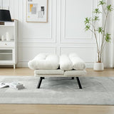 70“Futon Sofa Bed, White Convertible Folding Futon Small Couch Breathable Small,Upholstered Double Loveseat Bed for Compact Living Studio in Room and Bedroom, Offices, Dorm (White Teddy Velvet) Klwenas Maec