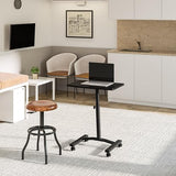 Seville Classics Airlift Mobile Height Adjustable Laptop Stand Computer Workstation for Sitting Classroom Home Office Medical Table w/Wheels, Flat Desk 24", Black Seville Classics