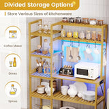 FORABAMB 10-Tier Bamboo Bakers Rack with Power Outlets and RGB LED Lights FORABAMB