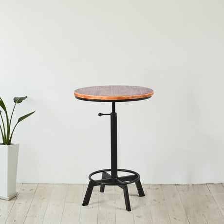 BOKKOLIK Height Adjustable Vintage Industrial Bar Table with 360° Swivel Wooden Top BOKKOLIK