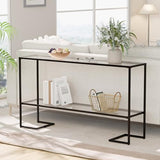 Cozy Castle 52" Entryway Table, 2-Tier Narrow Console Table, Tempered Glass Sofa Table with Metal Frame, Entry Table with Shelves, Console Tables for Entryway, Hallway, Foyer, Living Room, Black Cozy Castle