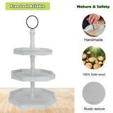 3 Tiered Tray Stand White Tier Serving Tray, Three Decorative Trays, Wooden Cupcake Stand 3 Tiered Farmhouse Tray for Home Decor(L 13.8” W 12.5” H 21.8”) MRPAPA