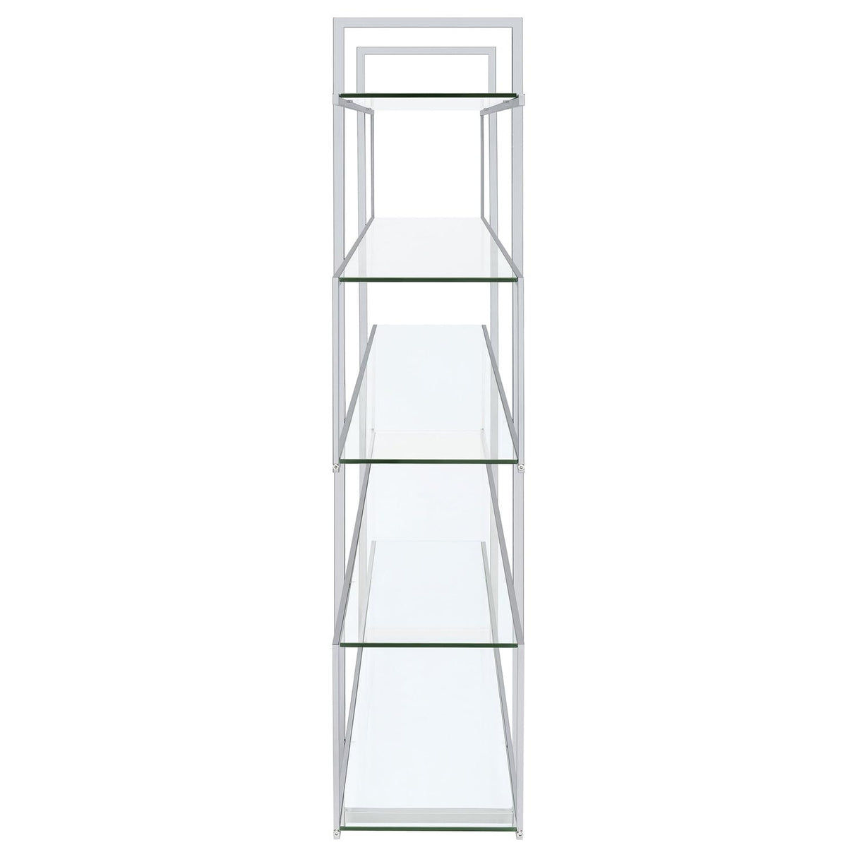 Coaster Home Furnishings Contemporary Zig Zag Chrome Bookcase with Clear Glass Shelves Coaster Home Furnishings