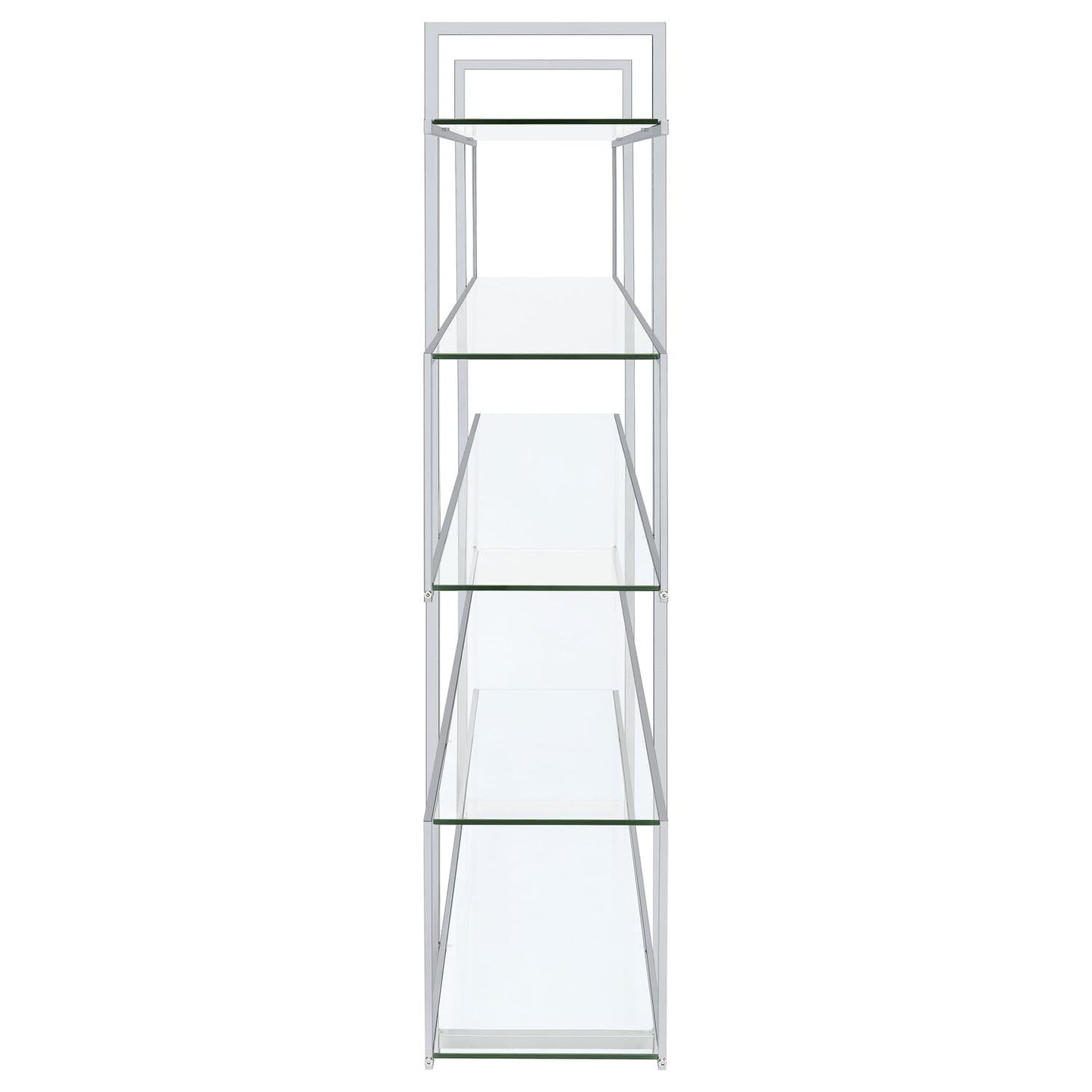 Coaster Home Furnishings Contemporary Zig Zag Chrome Bookcase with Clear Glass Shelves - WoodArtSupply