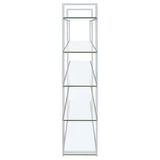 Coaster Home Furnishings Contemporary Zig Zag Chrome Bookcase with Clear Glass Shelves Coaster Home Furnishings