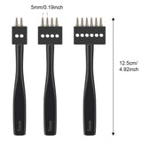 DIUDUS Leather Hole Punch, Prong Punch, Black Hole Punch Tool 5mm, 2/4/6 Lacing Stitching Punch, Round Hole Prong Stitching Chisel Set Leather Working Tools for Leathercraft DIUDUS