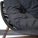 Grand patio Outdoor & Indoor Egg Chair 2PC, PE Wicker Open Weave Wood Grain Finish Oversized Egg Cocoon Chairs with Stand Lounge Chair Comfortable for Front Porch, Living Room, Bedroom (Dark Grey 2PC) Grand patio