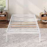 Allewie Twin Bed Frame, 12 Inch Metal Platform Beds with Storage Space, No Box Spring Required and Easy Assembly, White Allewie
