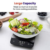 Etekcity Digital Food Kitchen Scale, Grams and Oz for Weight Loss, Baking and Cooking, 0.05oz/1g Precise Graduation,5 Weight Units, IPX6 Waterproof, USB Rechargeable,304 Stainless Steel-Silver, 22lb