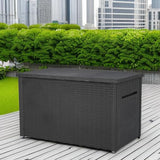 Keter Java XXL 230 Gallon Resin Rattan Look Large Outdoor Storage Deck Box for Patio Furniture Cushions, Pool Toys, and Garden Tools, Dark Grey Keter