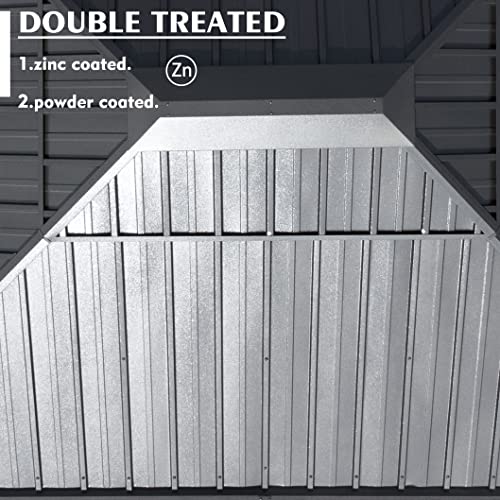 Kozyard Alexander 10' X 12' Hardtop Gazebo, Aluminum Metal Gazebo with Galvanized Steel Double Roof Canopy, Curtain and Netting, Permanent Gazebo Pavilion for Patio, Backyard, Deck, Lawn (Gray) Kozyard