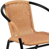 Flash Furniture Lila 2 Pack Beige Rattan Indoor-Outdoor Restaurant Stack Chair Flash Furniture