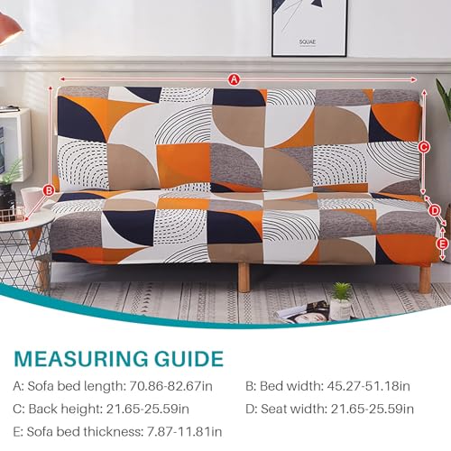 Stretch Sofa Slipcover Armless Futon Cover Printed Fitted Furniture Protector Elastic Polyester Spandex Washable Armless Sofa Cover Folding Couch Shield Sofa Cover Beacon Pet