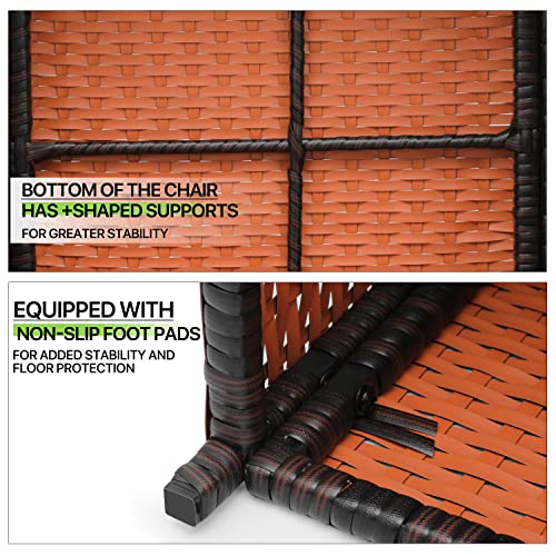 Magshion 5 Pieces Outdoor Patio Furniture Set with Thick Cushions, All-Weather Wicker Bistro Rattan Conversation Chairs with Glass Top Side Table for Garden Lawn Poolside Backyard Porch, 250lbs, Brown Magshion