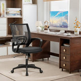 BestOffice | Ergonomic Office Chair | Mid-Back Swivel Desk Chair | Breathable Backrest & Lumbar Support | Adjustable Height | Sponge Seat | Rolling Wheels | Dark Black | for Adults & Women BestOffice
