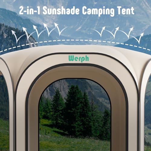 Werph Pop Up Screen Tent Canopy, Portable Screen Canopy with Mosquito Net, Outdoor Screen Room Tent 12 x12 FT with Carry Bag for Lawn & Garden, Parties，Beige Werph