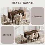 MALOL 5-Piece Rectangular Dining Table Set for 4, 63" Industrial Kitchen Table with 4 Tufted Parsons Dinner Chairs for Dining Room, Kitchen, Living Room, Brown+Beige MALOL