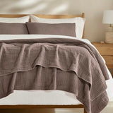 EVERGRACEHOME Cotton Coverlet Set King Size 3 Pieces, Lightweight Soft Ribbed Matelassé Bedspread Quilt Set, Cozy Oversized Quilted Bedding Set with 2 Pillow Shams for All Seasons, Mocha Brown EVERGRACEHOME