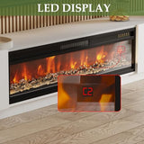 TAMUNE 109" Electric Fireplace TV Stand with 2 Drawers, Media Center with 46" Electric Fireplace, 12 Color Lights, for Living Room Guest Room White 15.7" D x 109.4" W x 14.9" H TAMUNE