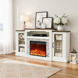 70-inch Electric Fireplace with Mantel, Fireplace TV Stand, Farmhouse Style Console Height Wooden Entertainment Center with Storage,4800 BTU 60-99°F Heating for Living Room,Bedroom TRONLEE