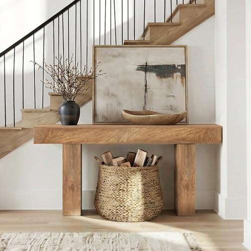 IGERI 70 inch Long Console Table for Entryway - Wood Farmhouse Sofa Tables Behind Couch for Living Room Rustic 10 inch Deep Hallway Entry Way Table Home Decor IGERI