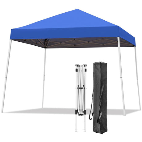 Oneofics Canopy Tent, 10X10 FT Pop Up Canopy Outdoor Instant Tent Slant Legs with Carrying Bag, Portable Gazebo Shelter for Patio Deck Garden and Beach - 8X8 FT Canopy Cover (Blue) Oneofics