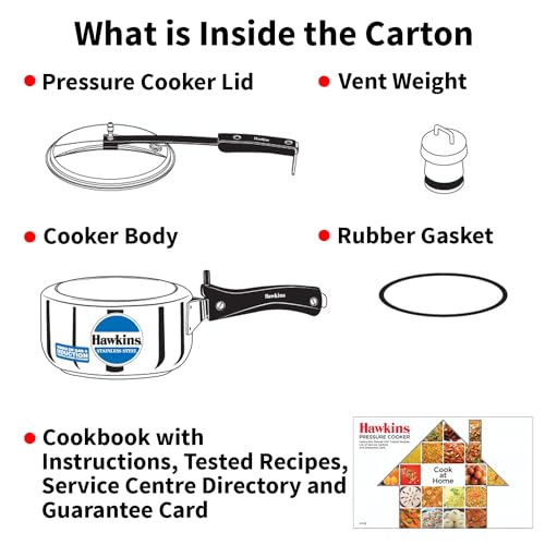 Hawkins 1.5 Litre Pressure Cooker, Stainless Steel Inner Lid Cooker, Induction Cooker, Small Cooker, Silver (HSS15) HAWKINS