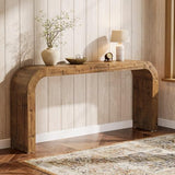 TRIBEWOOD Solid Wood Console Table, 70.87-Inch Farmhouse Sofa Table with Waterfall Curved Corners for Hallway, Living Room, Behind Couch, Entrance (Natural Wood) TRIBEWOOD