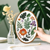ORIGACH 6 Pack Plants Leaves & Flower Embroidery Kits for Beginners, DIY Starter Hand Embroidery Kit with Floral and Leaf Patterns and Instructions for Adults Women Crafting