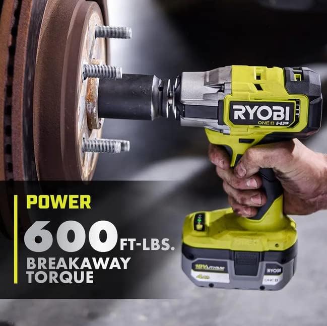 RYOBI P262K1 ONE+ HP 18V Brushless Cordless 4-Mode 1/2 in. Impact Wrench Kit w/ 4.0 Ah HIGH PERFORMANCE Lithium-Ion Battery & Charger - WoodArtSupply